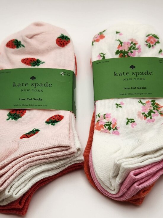 kate spade Accessories - Two sets of Kate Spade low cut socks floral & strawberries both NWT
